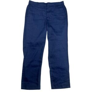 J Jill Linen blend Stretch Cropped Pants Womens Size‎ S Navy Blue Casual